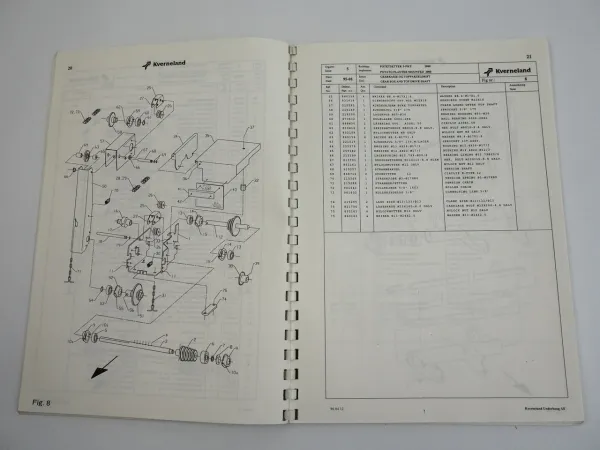 Kverneland 3000 3100 Potato Kartoffel Pflanzer Parts List Ersatzteilliste 1995