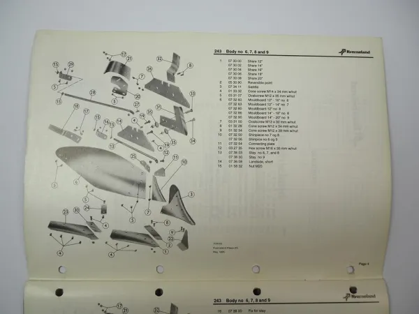 Kverneland AD 85 100 Anbaupflug Betriebsanleitung Ersatzteilliste 1989/95