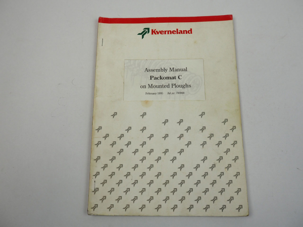 Kverneland Packomat C on Mounted Ploughs Assembly Manual Anbauanleitung 1995