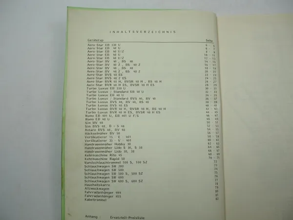Kynast Rasenmäher Gartenpflegegeräte Ersatzteilliste Ersatzteilkatalog 1987