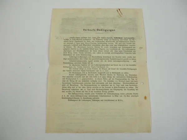 L. u. J. Steinberg AG Papierwerk Köln Geschäftsbrief 1937