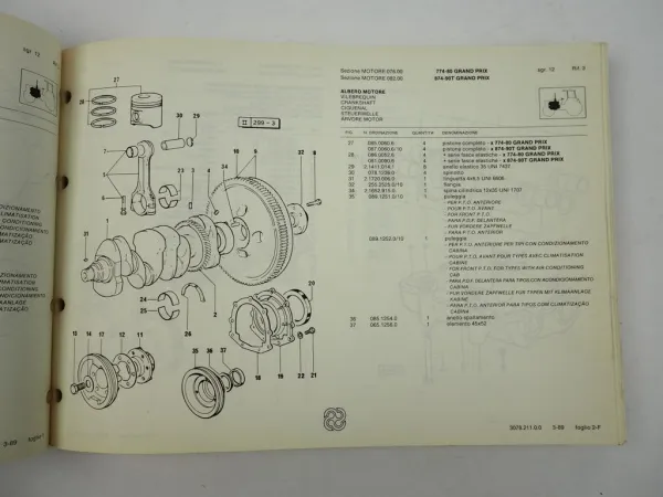 Lamborghini 774-80 874-90T Grand Prix Ersatzteilkatalog Catalogo Ricambi 1989