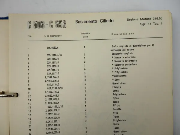 Lamborghini C503 C553 Schlepper Ersatzteilliste Catalogo Parti di Ricambio 1977