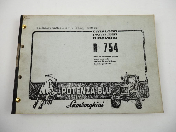 Lamborghini R754 Potenza Blu Traktor Ersatzteilliste Ersatzteilkatalog 1981