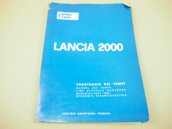 Lancia 2000 Coupe Richtzeiten Prontuario dei Tempi Time Schedule 1973