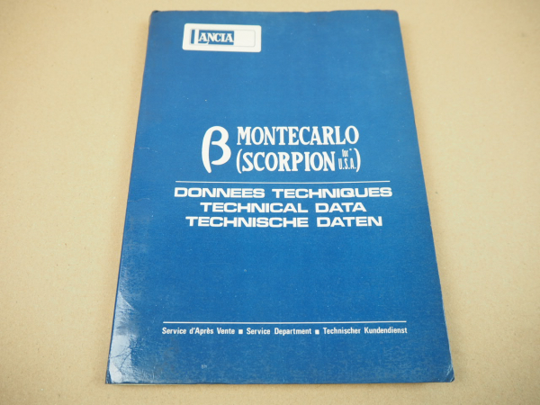 Lancia Beta Montecarlo Scorpion Technische Daten Technical Data 1977