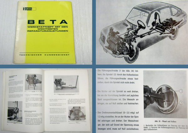 Lancia Beta Werkstattheft mit Reparaturanleitungen Werkstatthandbuch 1973