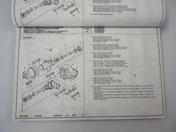 Landini 65 GT Schlepper Ersatzteilliste Pieces Rechange Pezzi Ricambio 1997