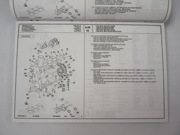 Landini Ghibli 100 Schlepper Ersatzteilliste Pieces Rechange Pezzi Ricambio 2000