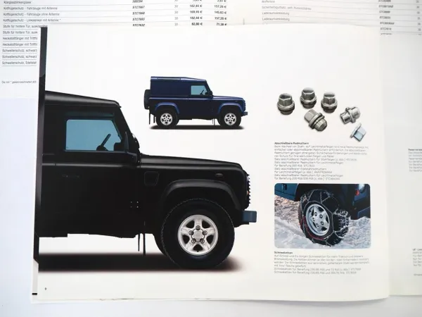 Landrover Defender TD5 bis BJ 2007 Zubehör Prospekt Preisliste 2006