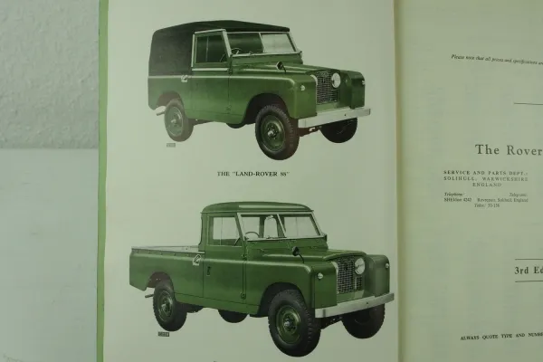 Landrover Land Rover 88 109 Series II IIA Parts Catalogue List Ersatzteilkatalog