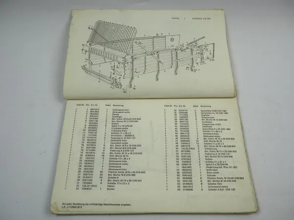 Landsberg LE 280 300 Erntewagen Ersatzteilliste Ersatzteilkatalog 1978