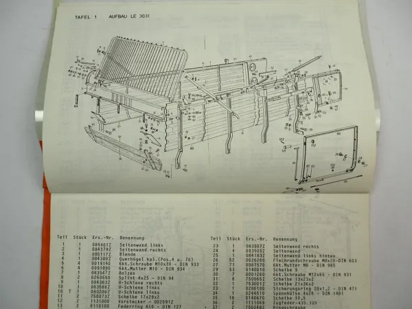 Landsberg LE 3031 3531 Erntewagen Ersatzteilliste 1982