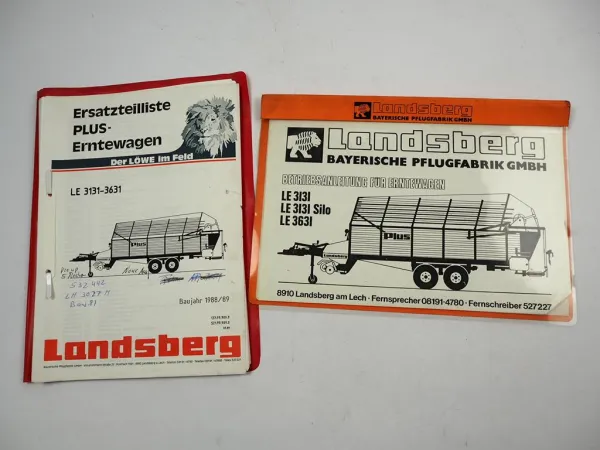 Landsberg LE 3131 3631 Plus Erntewagen Betriebsanleitung Ersatzteilliste 1989