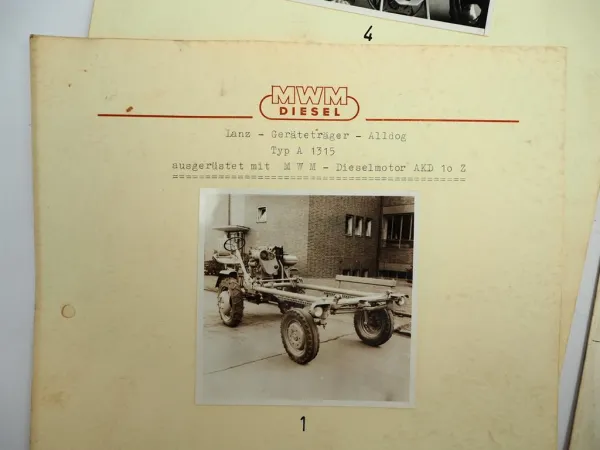 Lanz Alldog A1315 Geräteträger mit Dieselmotor MWM AKD10Z Foto Einbau 1962