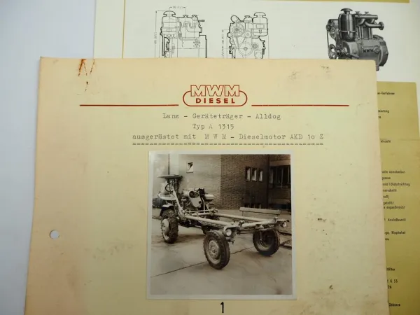 Lanz Alldog A1315 Geräteträger mit Dieselmotor MWM AKD10Z Foto Einbau 1962/64