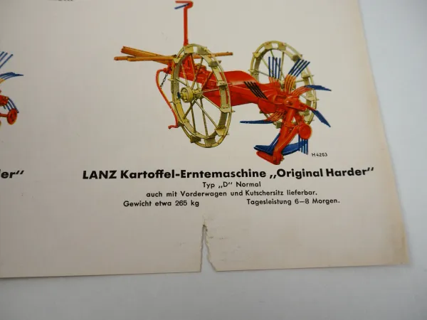 Lanz Erntemaschinen Prospekt 1939 Heuwender Grasmäher Schlepperbinder
