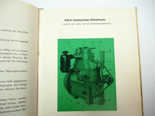 Lanz Hela AE AZ Dieselmotor für D 225 230 Betriebsanleitung Ersatzteilliste