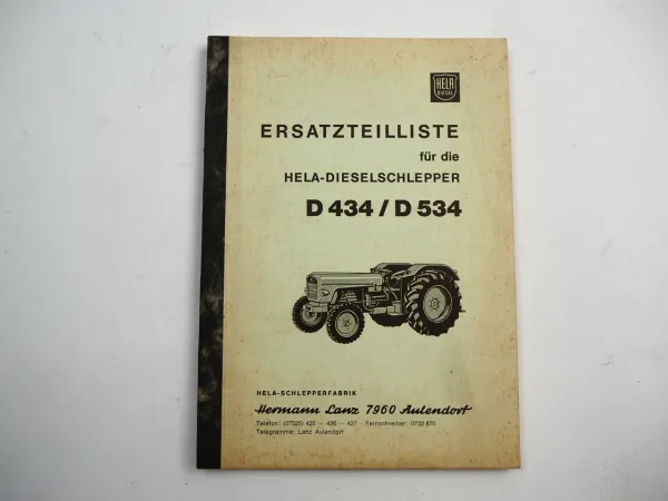 Lanz Hela D434 D534 Diesel Schlepper Ersatzteilliste 1960er Jahre