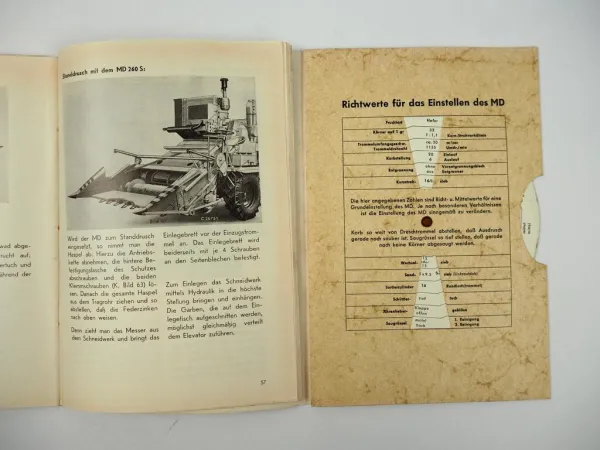 Lanz MD 260S Mähdrescher Betriebsanleitung Wartung 1955
