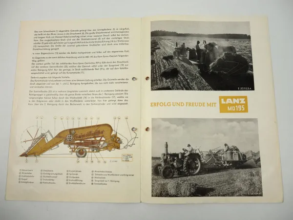 Lanz MD195 Mähdrescher Prospekt 1955