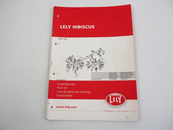 Lely Hibiscus 655SD Schwader Heuwender Ersatzteilliste Spare Parts List