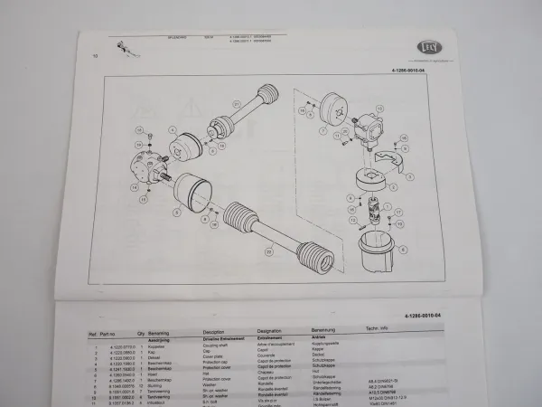 Lely Splendimo 320M Scheibenmäher Mähbalken Ersatzteilliste Spare Parts List