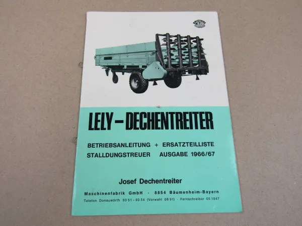 Lely Stalldungstreuer 2,5 + 3,2t Bedienungsanleitung Ersatzteilliste 1966/67