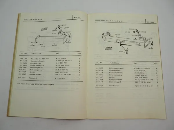 Lemken Opal 110 X110 Anbau Volldrehpflug Ersatzteilliste 1980er Jahre