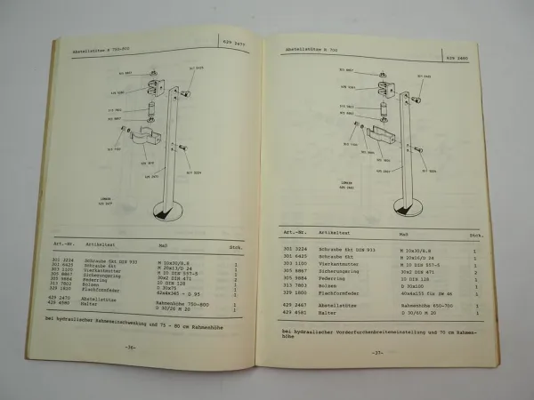 Lemken Opal 140 X140 Anbau Volldrehpflug Ersatzteilliste 1980er Jahre