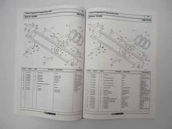 Lemken Zirkon 10/300 Kreiselegge Ersatzteilliste Spare Parts List 2012