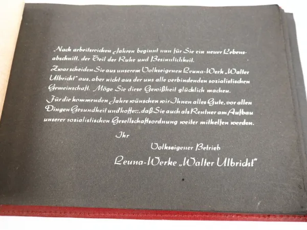 Leuna Fotoalbum für einen scheidenden Leuna Arbeiter ca. 1960 DDR