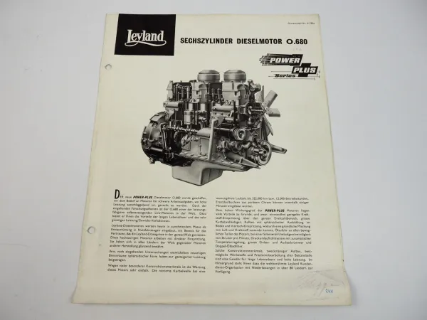 Leyland O.680 Dieselmotor Power Plus Beschreibung Einbauzeichnung 1964 Prospekt