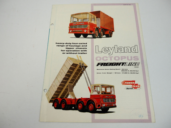 Leyland Octopus 240T 260T Freightline range truck power plus brochure 1965