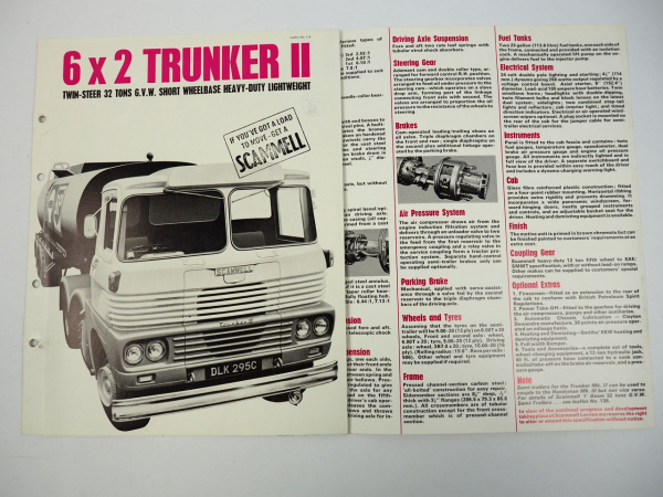 Leyland Scammell Trunker II 6x2 32 tons truck tractor brochure 1965 Prospekt
