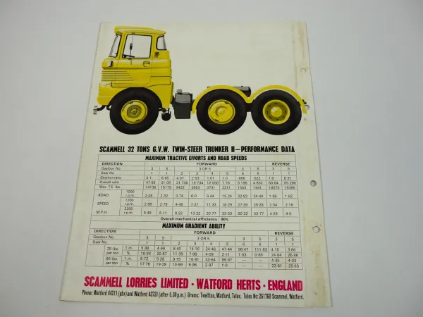 Leyland Scammell Trunker II 6x2 32 tons truck tractor brochure 1965 Prospekt