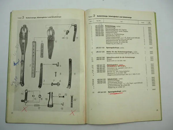 LFE Mähwerk für Hanomag R24 Bedienungsanleitung Anbau Ersatzteilliste 1956