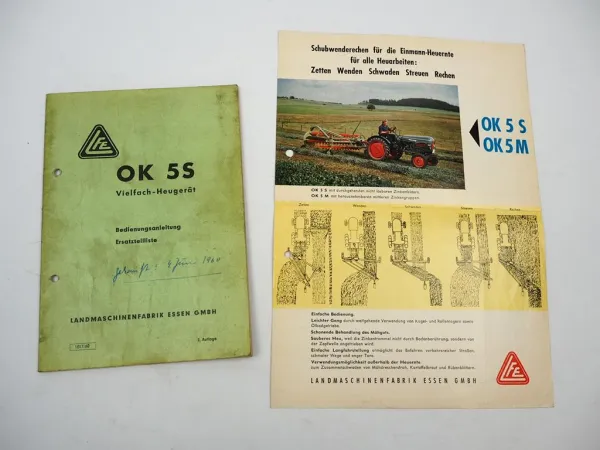 LFE OK5S Vielfach Heugerät Betriebsanleitung Ersatzteilliste Prospekt 1960