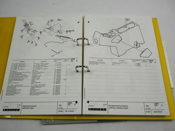 Liebherr A312 Hydraulikbagger und Motor 551 Ersatzteilliste Spare Parts List 1998