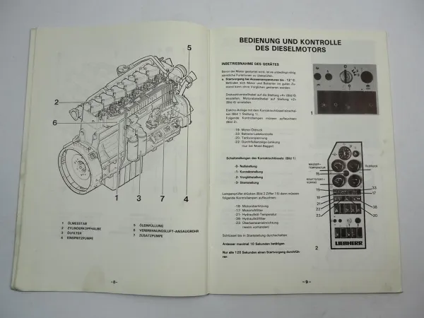 Liebherr D904 D906 NA T Dieselmotor für Bagger Betriebsanleitung Wartung 1985