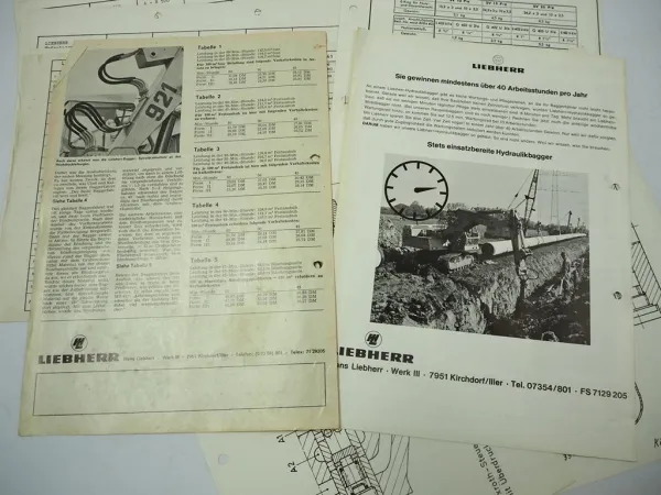 Liebherr Hydraulikbagger A901 A921 R921 Prospekt Sonderdruck technische Blätter