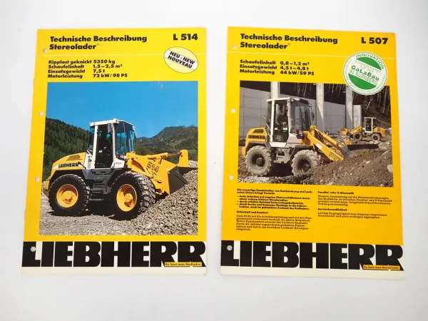 Liebherr L507 L514 Stereolader Radlader 2x Prospekt 1995/1999
