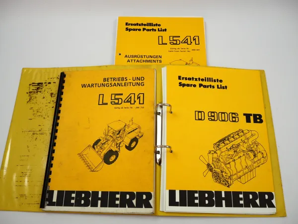 Liebherr L541 Radlader Betriebsanleitung Ersazteilliste für Ausrüstung Motor