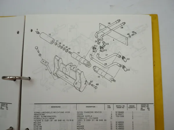 Liebherr L541 Radlader Betriebsanleitung Ersazteilliste für Ausrüstung Motor