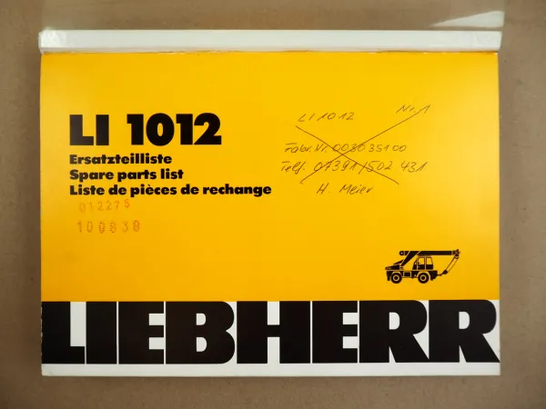 Liebherr LI 1012 Kran Ersatzteilliste Spare Parts Liste de Pieces de Rechange