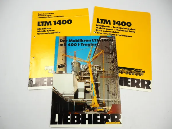 Liebherr LTM 1400 Mobilkran 400t Traglast Prospekt 2x Technische Daten 1989/96