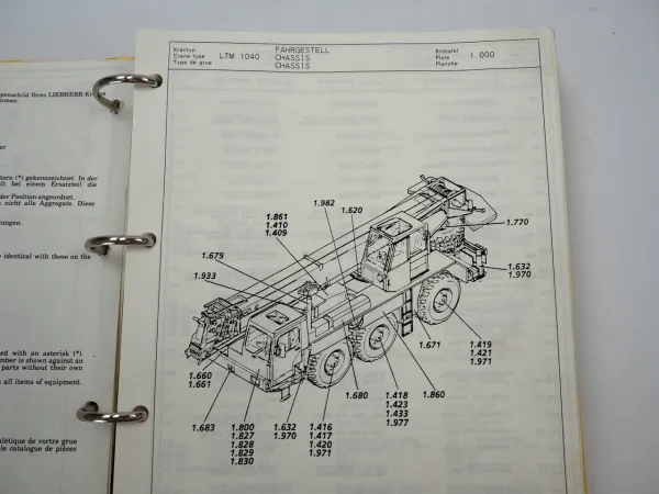 Liebherr LTM 1040 Mobilkran Ersatzteilliste Ersatzteilkatalog 1991