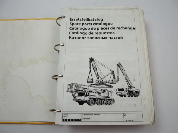 Liebherr LTM 1050-04 Mobilkran Ersatzteilliste Ersatzteilkatalog 2003