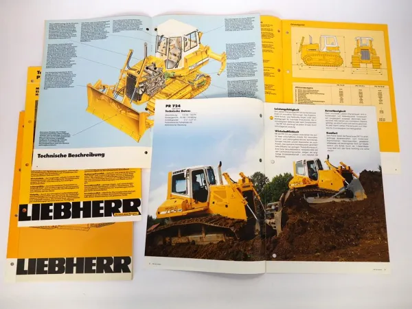 Liebherr PR 712 712B 722B 724 732B Planierraupe 5x Prospekt Vertriebsinfo 1994