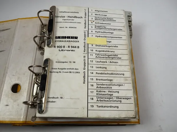 Liebherr R900B 900C 904 / 914 924 934 944 + B Litronic Service Handbuch Werkstatthandbuch